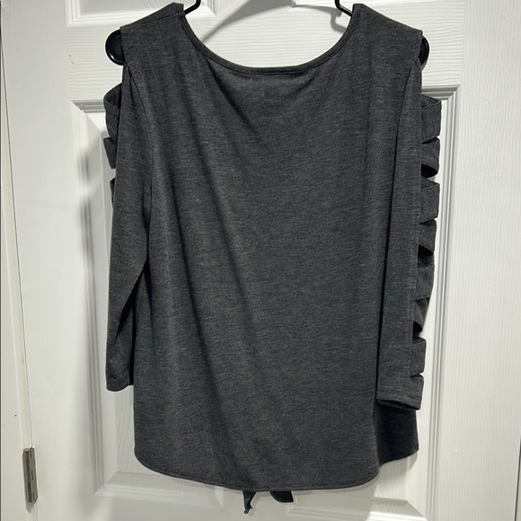 BCX Gray Sleeveless Tie Front Tank Top - Picture 3 of 5